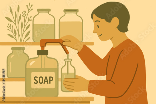 Station vector no negative refill textured icon handmade organic lighting soft illustration