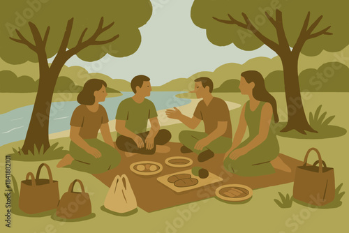 Olive paper sitting no bamboo icon vector riverside delight numbers negative picnic