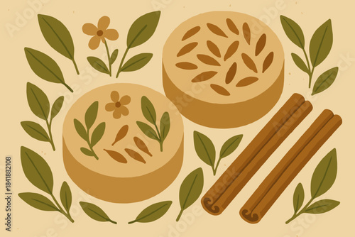 Soap earth petals round letters beige arrangement vector no green icon negative