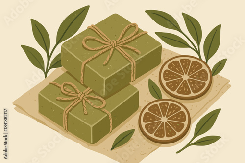Warm leaves vector icon no eco olive soap text bars earth display