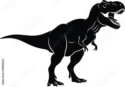 T Rex dinosaur silhouette roaring vector illustration