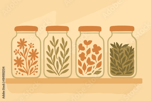 Texture no paper green jars vector text tea grainy warm herbal erbs