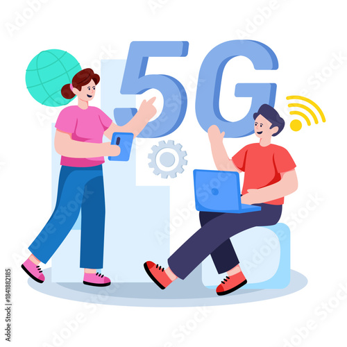 Trendy design illustration of 5g network