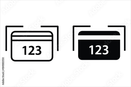 Credit card number input icon outline and filled vector