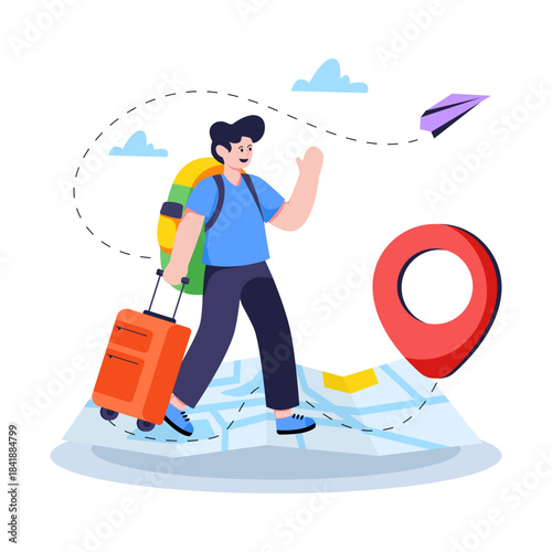 Trendy design illustration of traveler