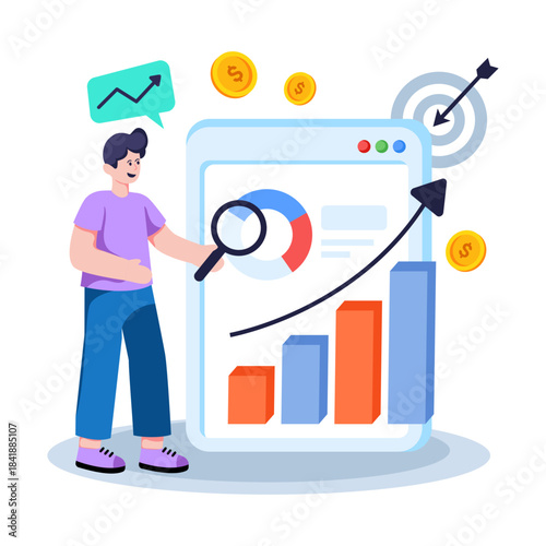 Modern design illustration of data analyst