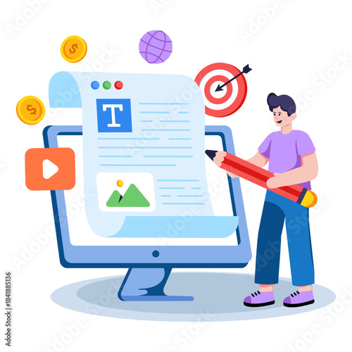 Trendy design illustration of content writing