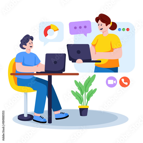 Premium download illustration of online meetup