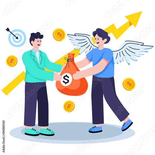 Modern design illustration of angel investor