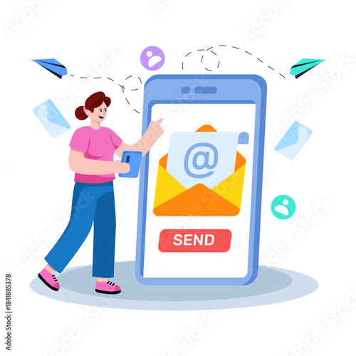 A unique design illustration of send email