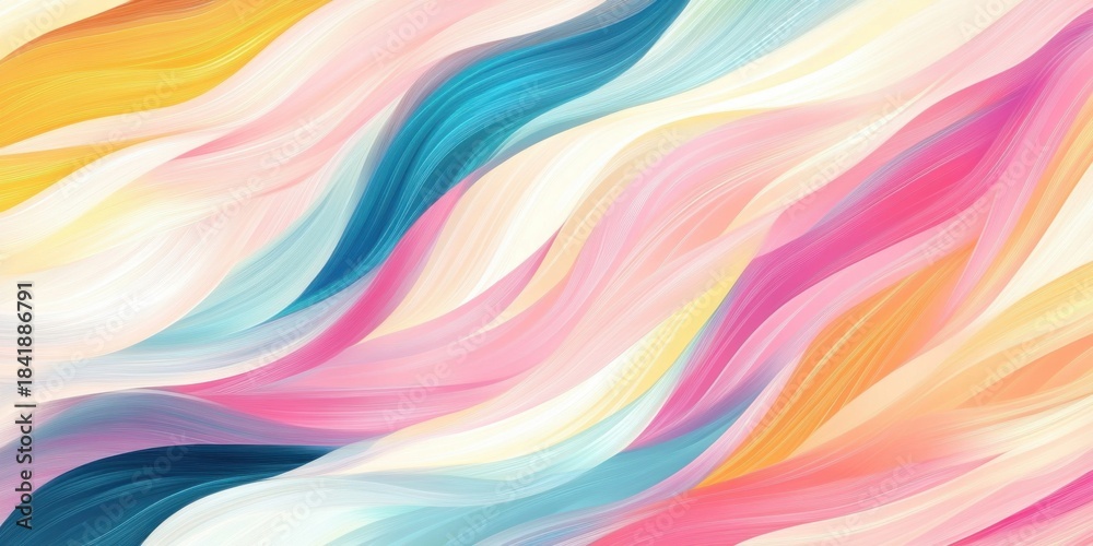 Obraz premium Abstract colorful swirl pattern with vibrant pastel tones and brush stroke texture, modern artistic background capturing energy and dynamic motion.