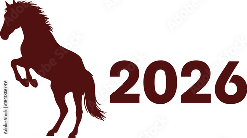 Running Horse Silhouette 2026 - Chinese Zodiac Year of the Horse