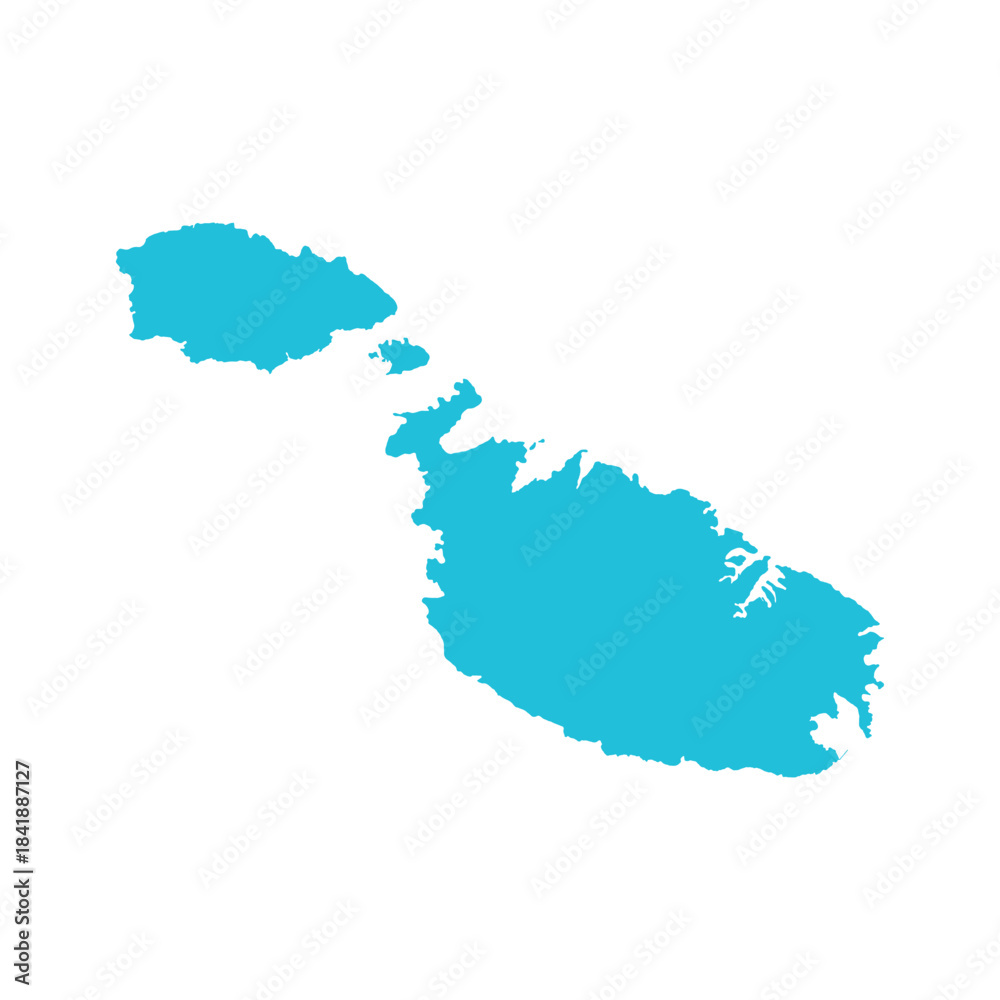 Fototapeta premium Map of Malta, sign silhouette. World Map Globe. Vector Illustration isolated on white background. Europe continent.