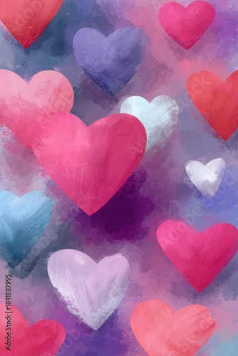 Romantic Heart-Themed Art with Soft Gradients and Painted Style