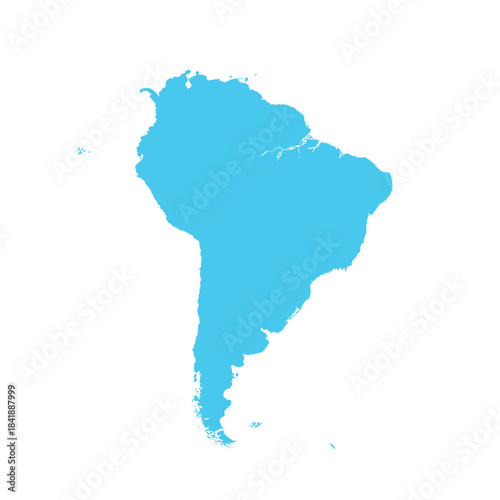 Map of South America, sign silhouette. World Map Globe. Vector Illustration isolated on transparent background. Latin American continent.