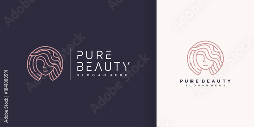 Woman beauty logo with creative line art style Premium Vector part 2
