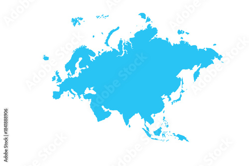 Map of Eurasia, sign silhouette. World Map Globe. Vector Illustration isolated on transparent background. Europe and Asia continent.