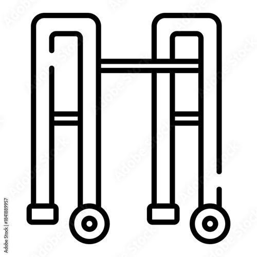 Walker, walking frame black line icon