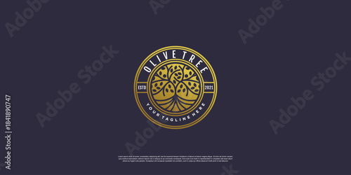 Golden tree logo with creative abstract element style Premium Vector part 1