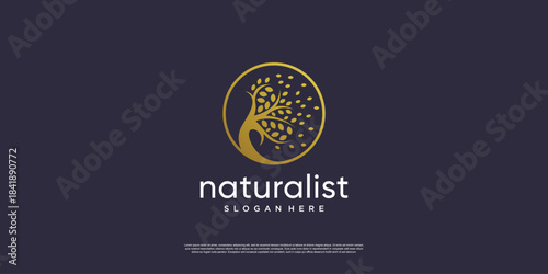Golden tree logo with creative abstract element style Premium Vector part 4