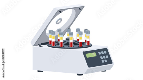 Centrifuge with blood sample tubes for medical testing in laboratory  