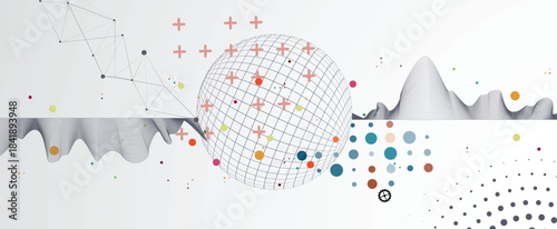 Technology and science banner or header. Connected neural network theme