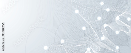 Technology and science banner or header. Connected neural network theme
