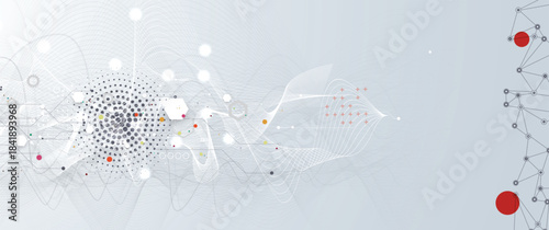 Technology and science banner or header. Connected neural network theme