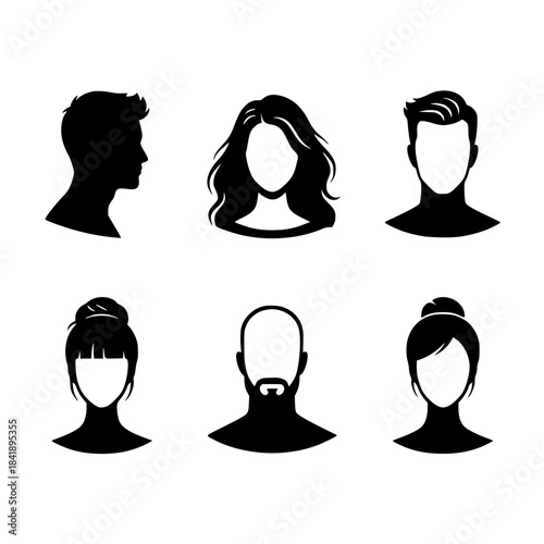 Six Silhouetted Figures: Group Portrait of Men and Women