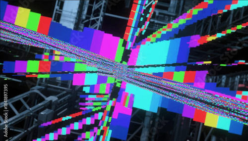 Digital interference, color distortion and pixel splitting is an industrial modern visual for transitions and posts. It can be used in video editing, tech advertising, and trailers.Vector_02.
