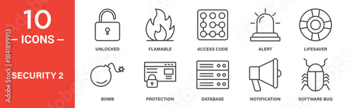Security icon set. Security vector symbol in black filled and outlined style.