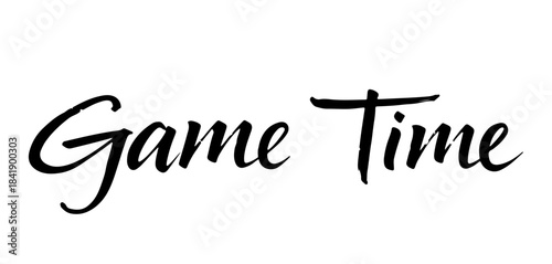 Game Time calligraphy in black minimalist style