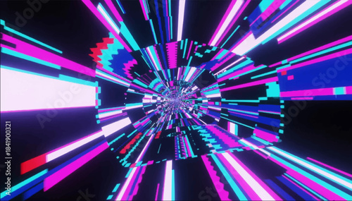 Digital interference, color distortion and pixel splitting is an industrial modern visual for transitions and posts. It can be used in video editing, tech advertising, and trailers. EPS_03.