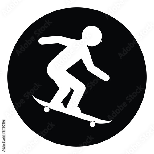 Skateboarder jumping performing trick silhouette vector illustration on white background