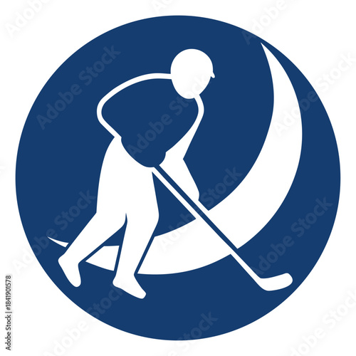 Golf player club and ball icon solid minimalist vector illustration