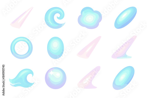 Icon glossy tidal mist reflection vivid glow hue pearl silky reflective vector