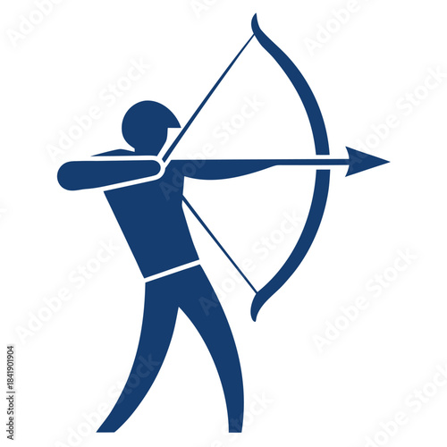 Archery Archer Bow and Arrow Minimalist Solid Flat Vector Icon