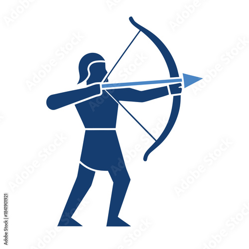Archery Archer Bow and Arrow Minimalist Solid Flat Vector Icon
