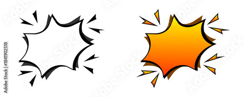 Explosion burst vector graphics comic book style featuring star shapes, pop art shadows, and speed lines, ideal for speech bubbles, cartoon effects, promotional design, and game assets.