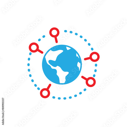 vector flat design icon of global network business or global communication.