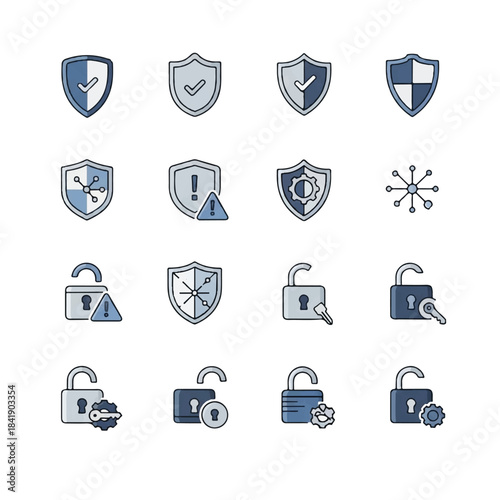 Collection of security and protection icons for digital safety.