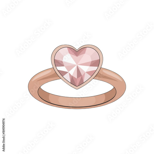 Elegant rose gold ring featuring a sparkling pink heart shaped gemstone