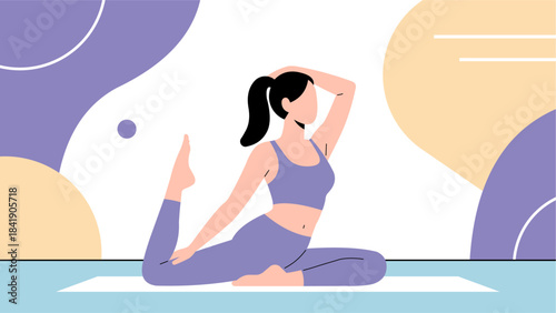 Illustration of a woman doing pilates movements in Modern Pastel Flat Design