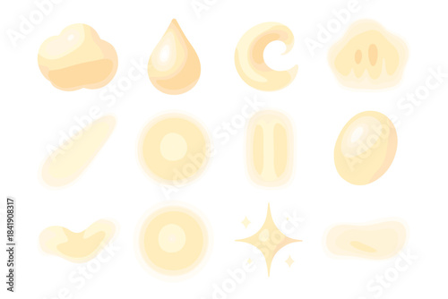 Cream glowing puff vector vivid reflection reflective bright luminous icon droplet
