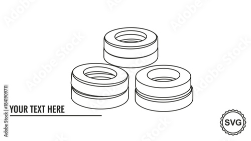 Three concentric circles are stacked in a triangular formation with "YOUR TEXT HERE" to the left and an SVG logo to the lower right.