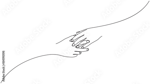 Minimalist Line Drawing of Two Hands Reaching Out to Each Other Expressing Connection and Support