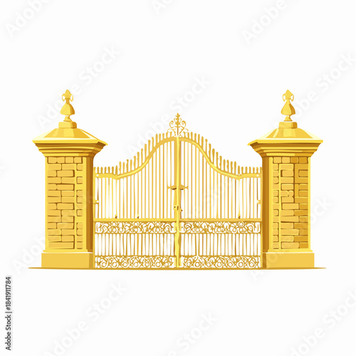 Elegant golden gate illustration symbolizing luxury, wealth, and exclusivity architecture