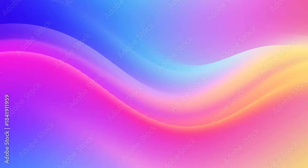 Obraz premium Abstract smooth wave of vibrant gradient colors including pink blue yellow and purple creating a fluid motion background