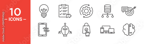 Automation icon set. Automation vector symbol in black filled and outlined style.