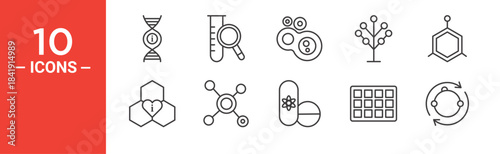 Bioinformatics icon set. Bioinformatics vector symbol in black filled and outlined style.